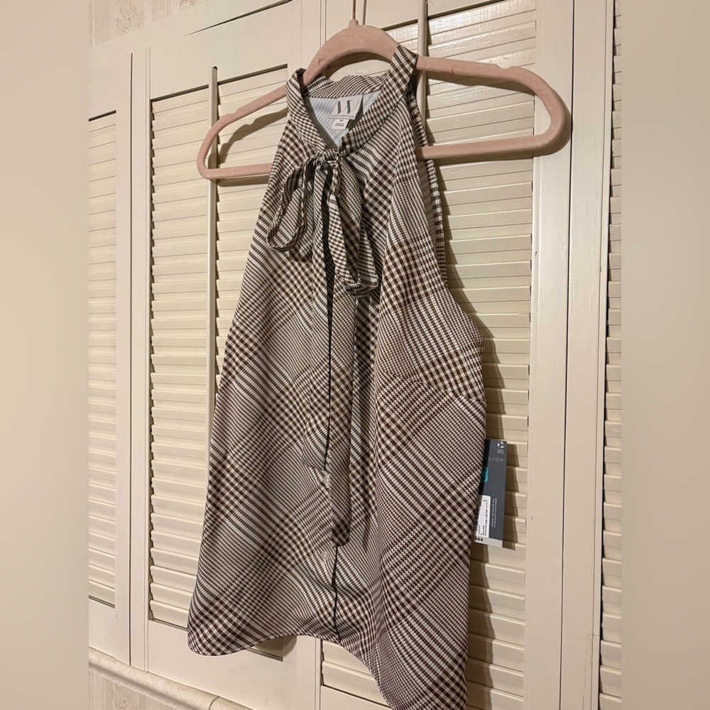 Worthington Brown and White Plaid Top!